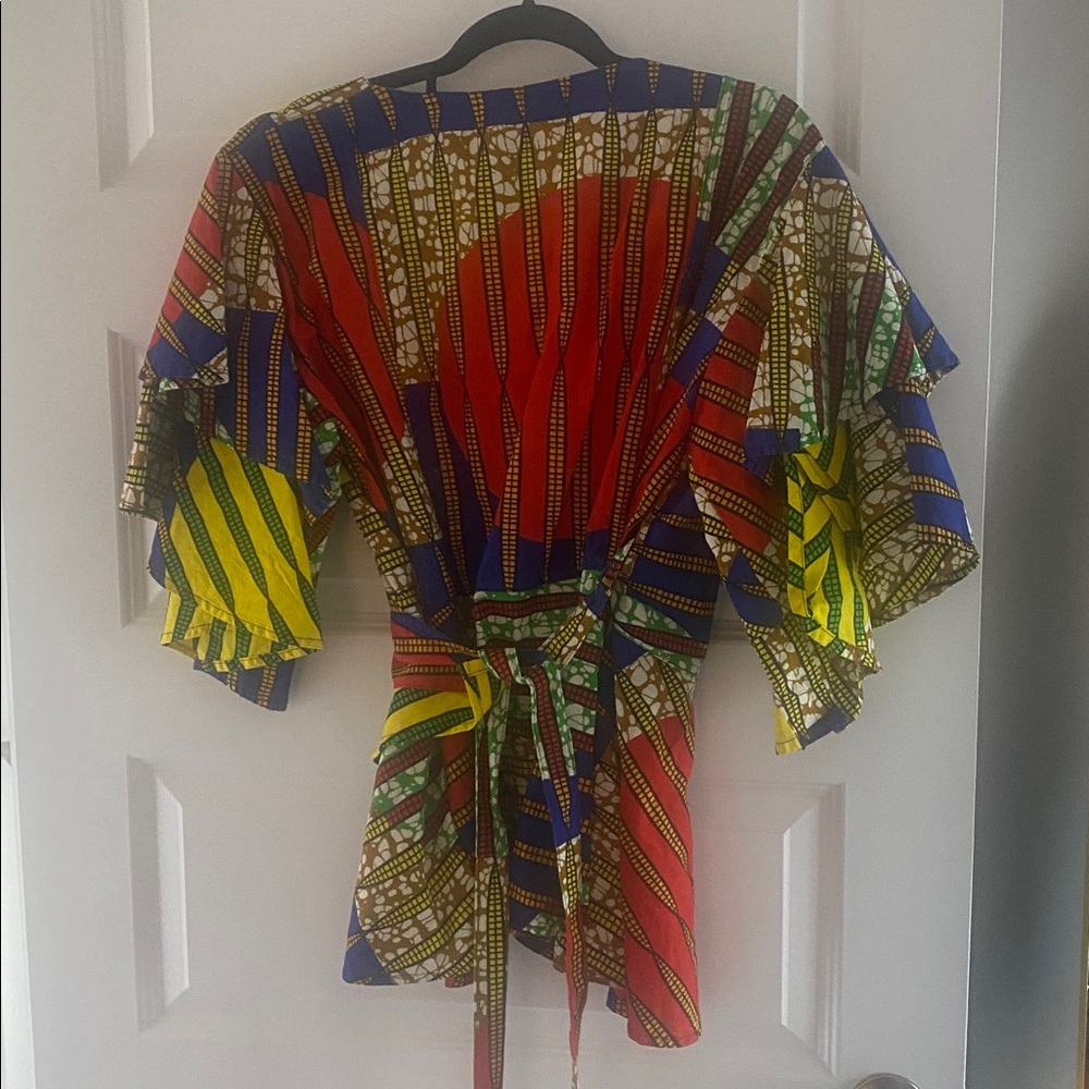 Colorful Striped Wrap Top, One Size Fits All - Picture 2 of 4